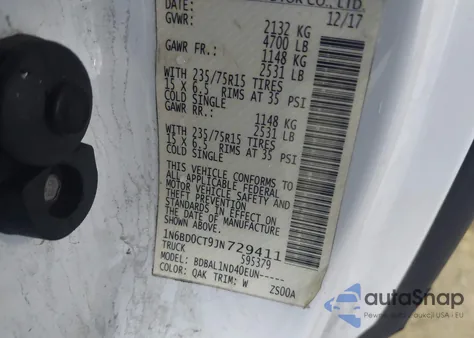 2018 Nissan Frontier S z USA, uszkodzony, nr VIN 1N6BD0CT9JN729411